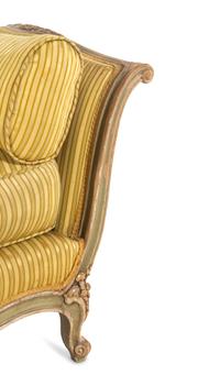 A Louis XV Painted and Parcel Gilt Daybed