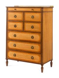 A Kittinger Federal Style Satinwood Banded Mahogany Chest of Drawers