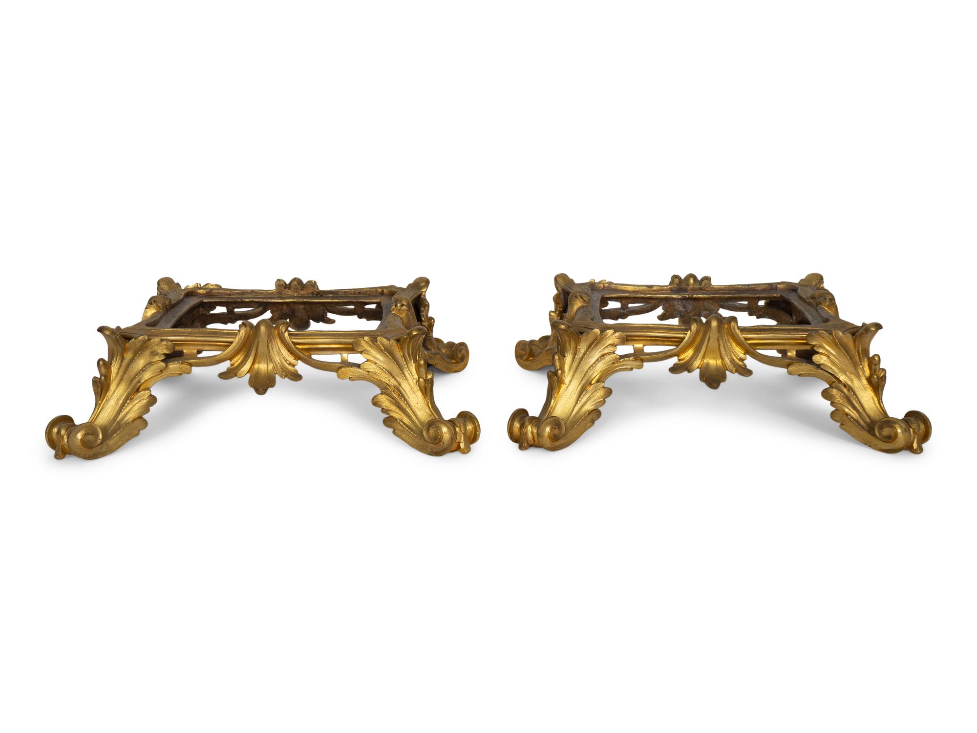 Seven Continental Gilt Bronze Stands