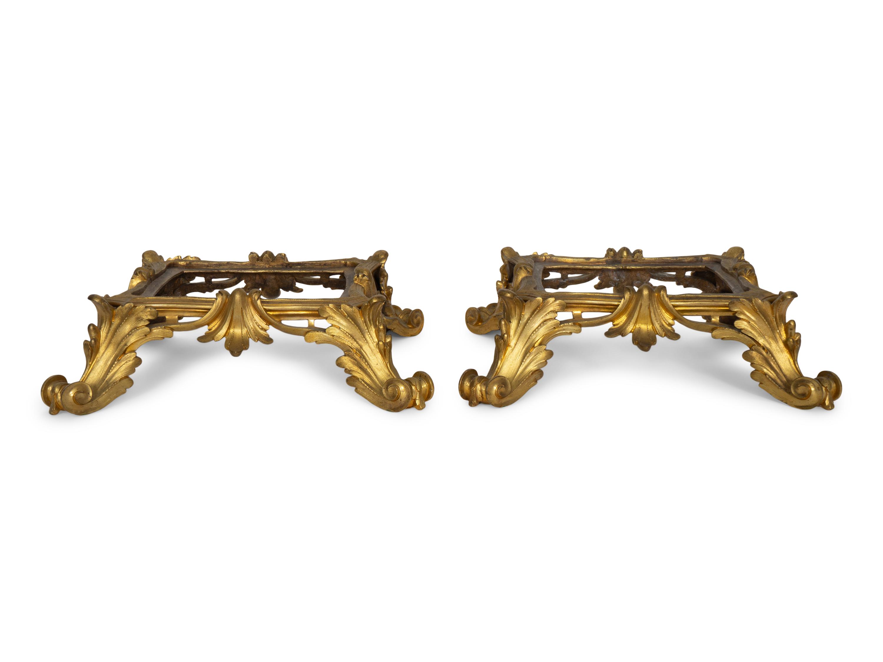 Seven Continental Gilt Bronze Stands