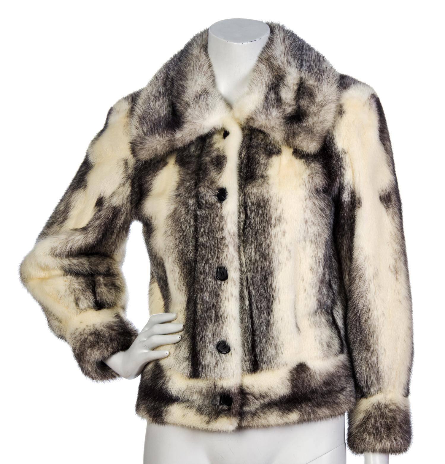 A Chombart Ivory and Brown Cropped Fur Coat,