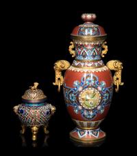 Two Chinese Cloisonné Enamel Covered Vessels