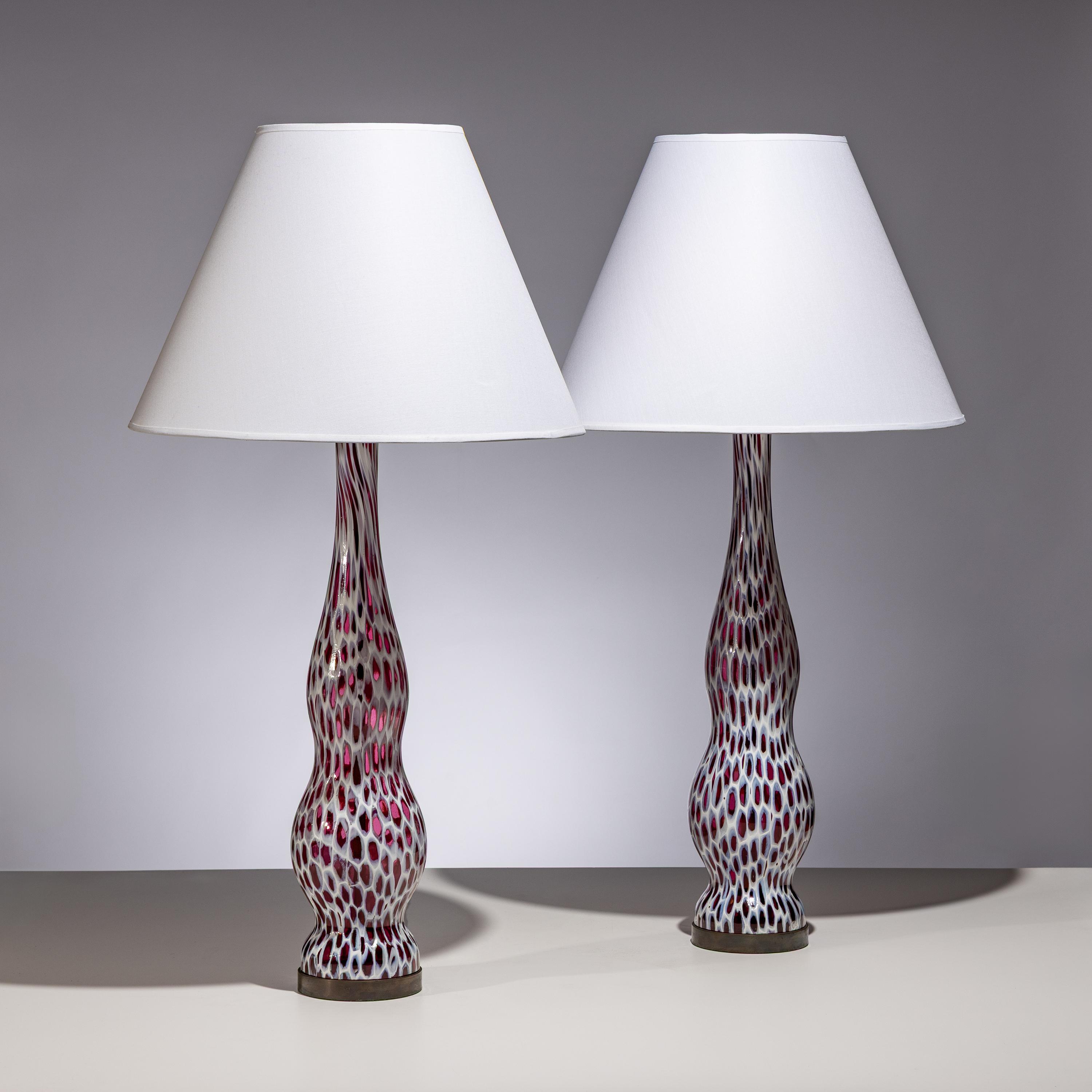Attributed to Ermanno Toso for Fratelli Toso (Italian, 1903–1973) — Pair of Murrina Table Lamps