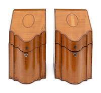A Pair of George III Mahogany and Satinwood Cutlery Boxes