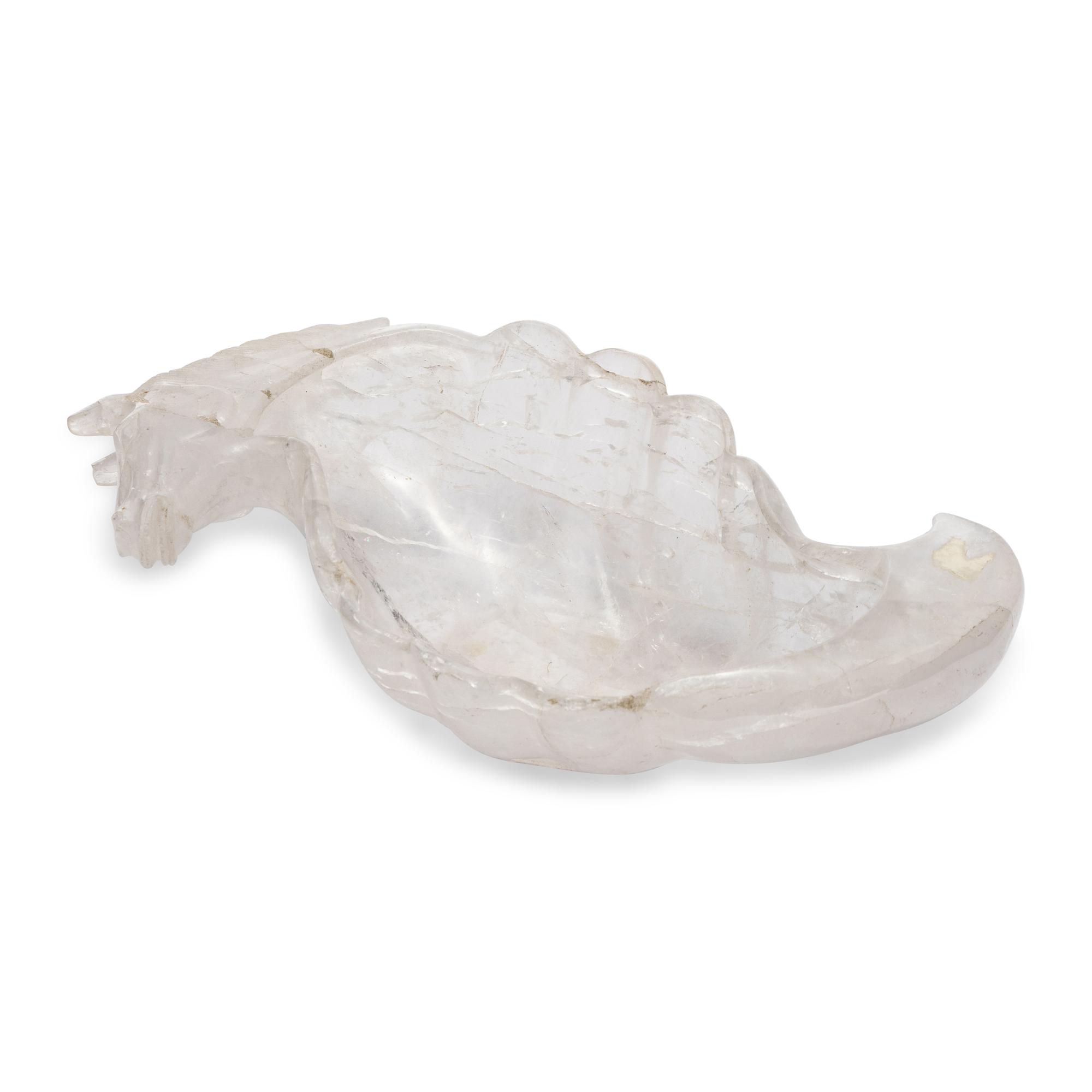 A Carved Rock Crystal Seahorse-Form Center Bowl