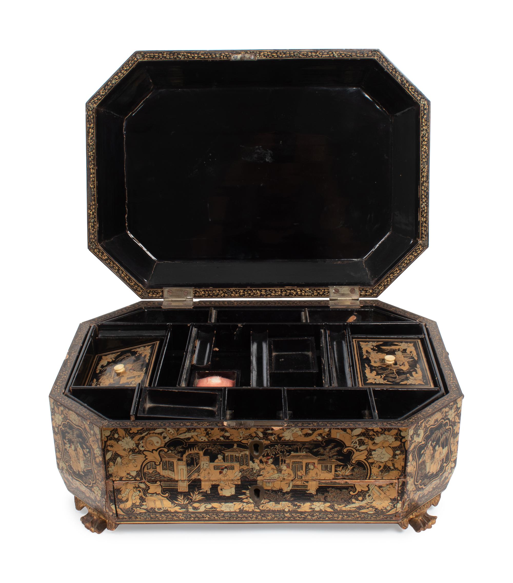 A Chinese Export Lacquer Sewing Box — MID 19TH CENTURY