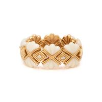 YELLOW GOLD, WHITE CORAL AND DIAMOND BRACELET