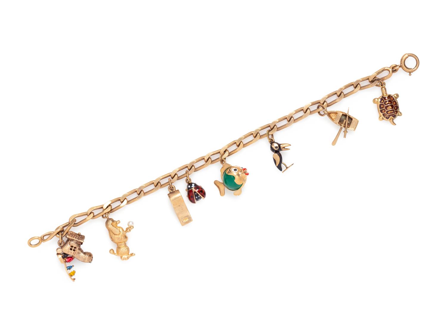YELLOW GOLD CHARM BRACELET