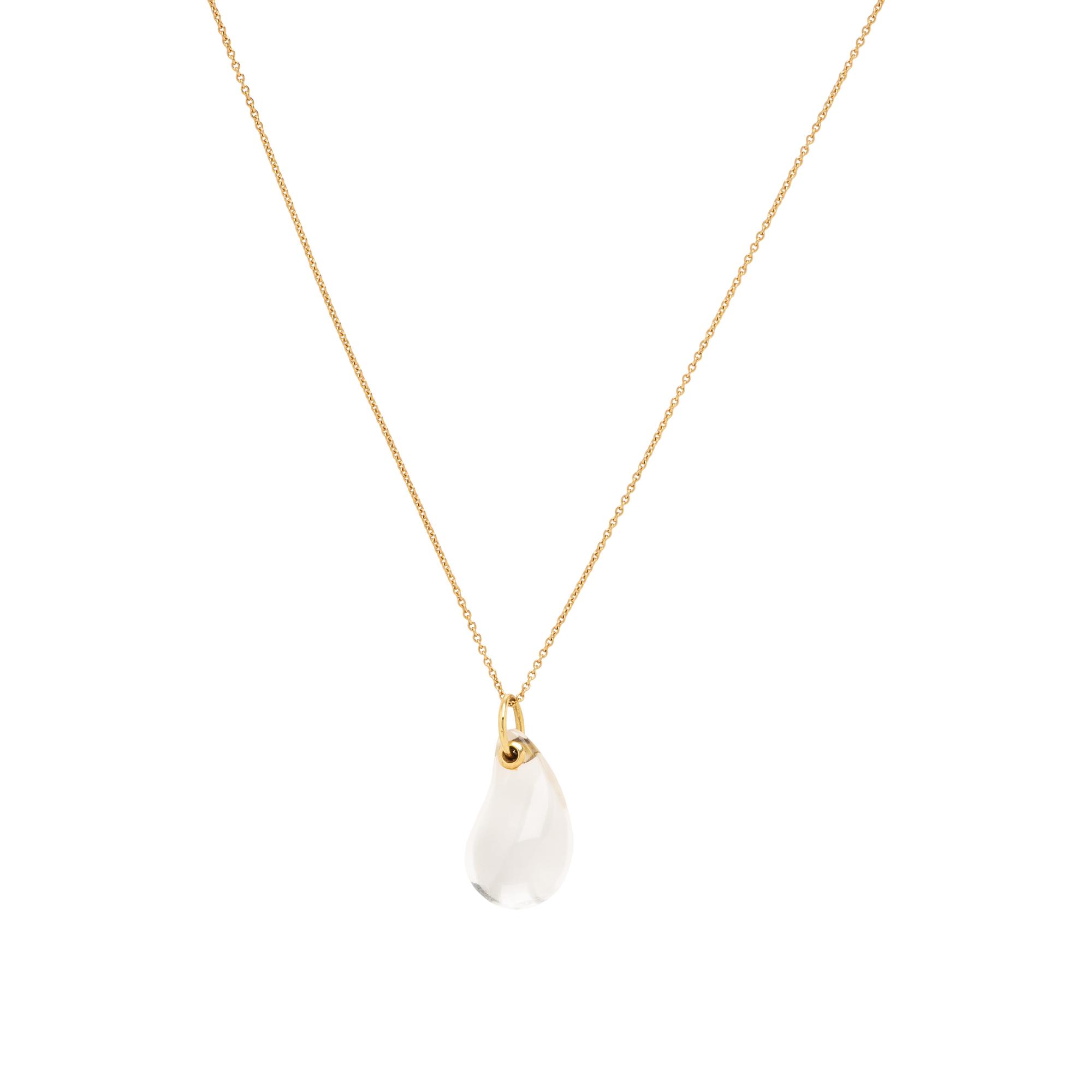 Tiffany & Co., Elsa Peretti, 'Teardrop', Rock Crystal Quartz and Yellow Gold Necklace