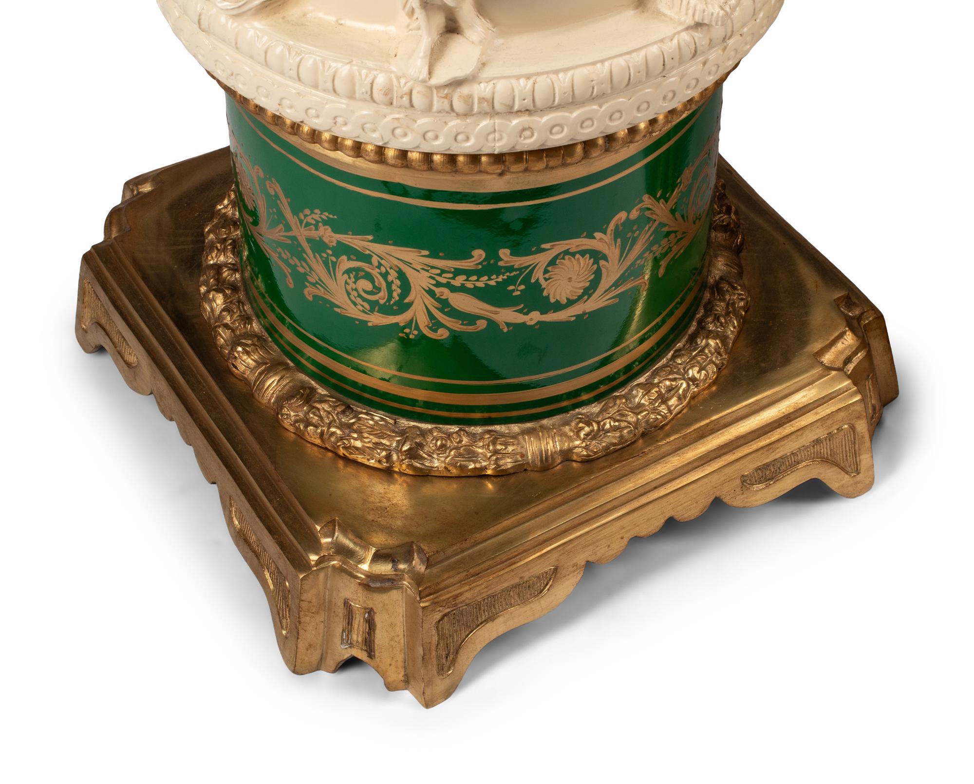 A Pair of Gilt Bronze and Sèvres Style Porcelain Pedestals