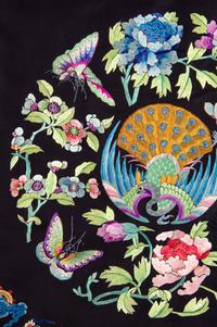 A Black Ground Embroidered Silk Lady's Surcoat