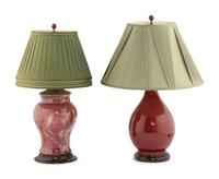 Two Chinese Glazed Earthenware Lamps