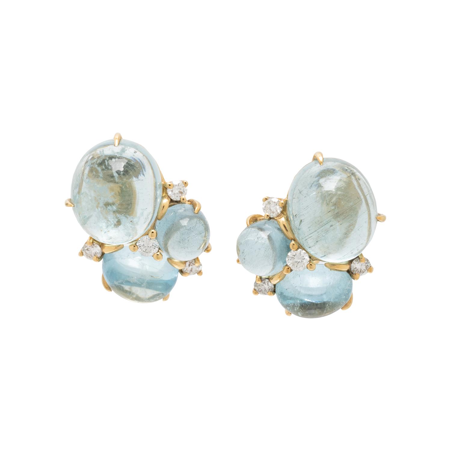 SEAMAN SCHEPPS, AQUAMARINE AND DIAMOND CLIP EARRINGS