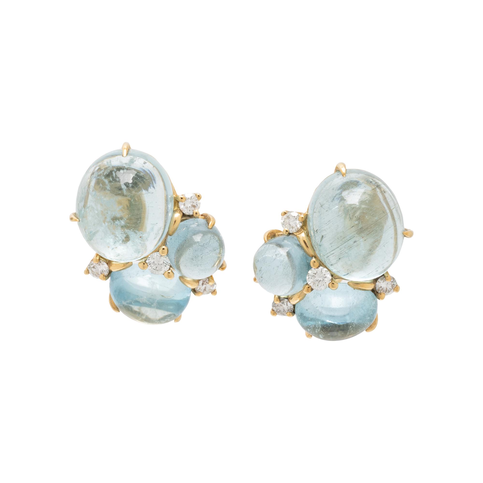 SEAMAN SCHEPPS, AQUAMARINE AND DIAMOND CLIP EARRINGS