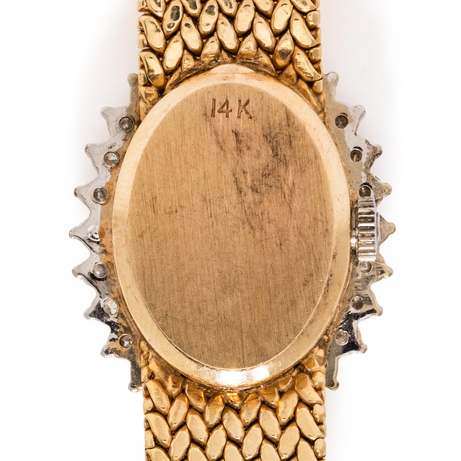 OMEGA, 14K YELLOW GOLD AND DIAMOND WATCH