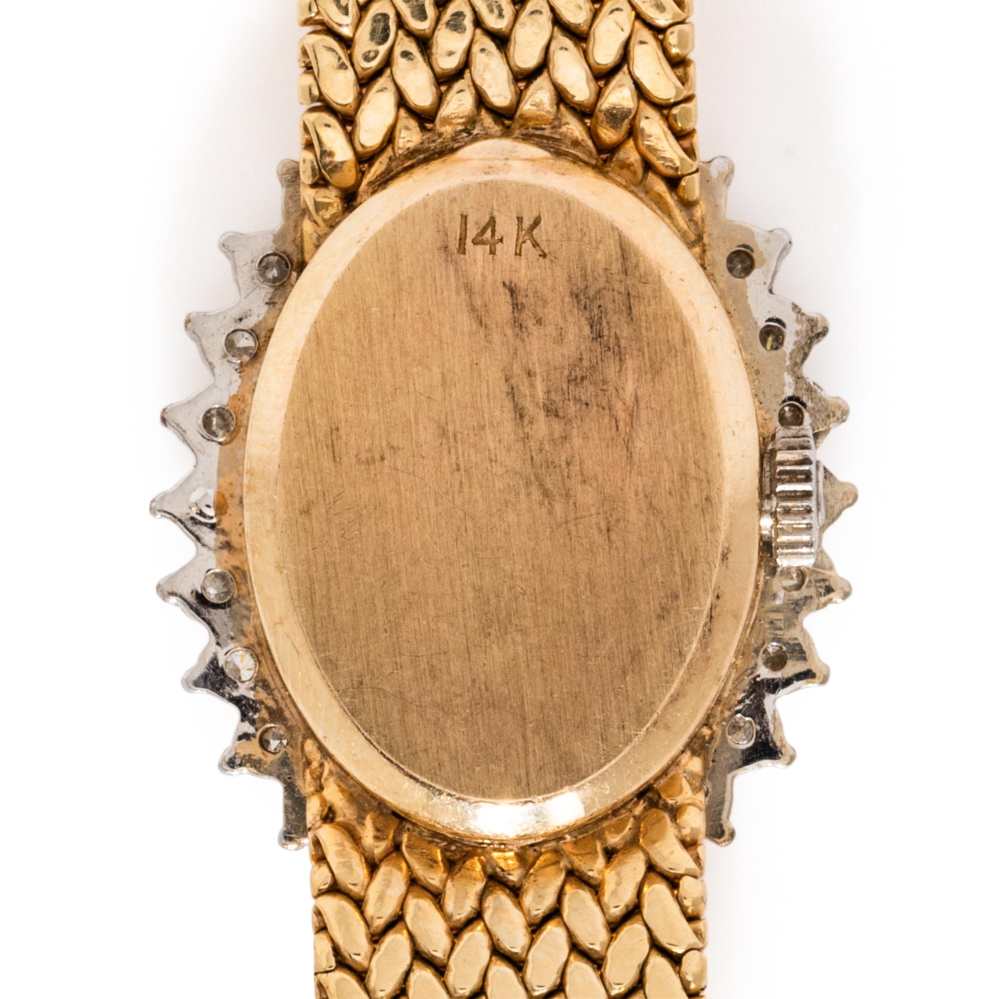 OMEGA, 14K YELLOW GOLD AND DIAMOND WATCH