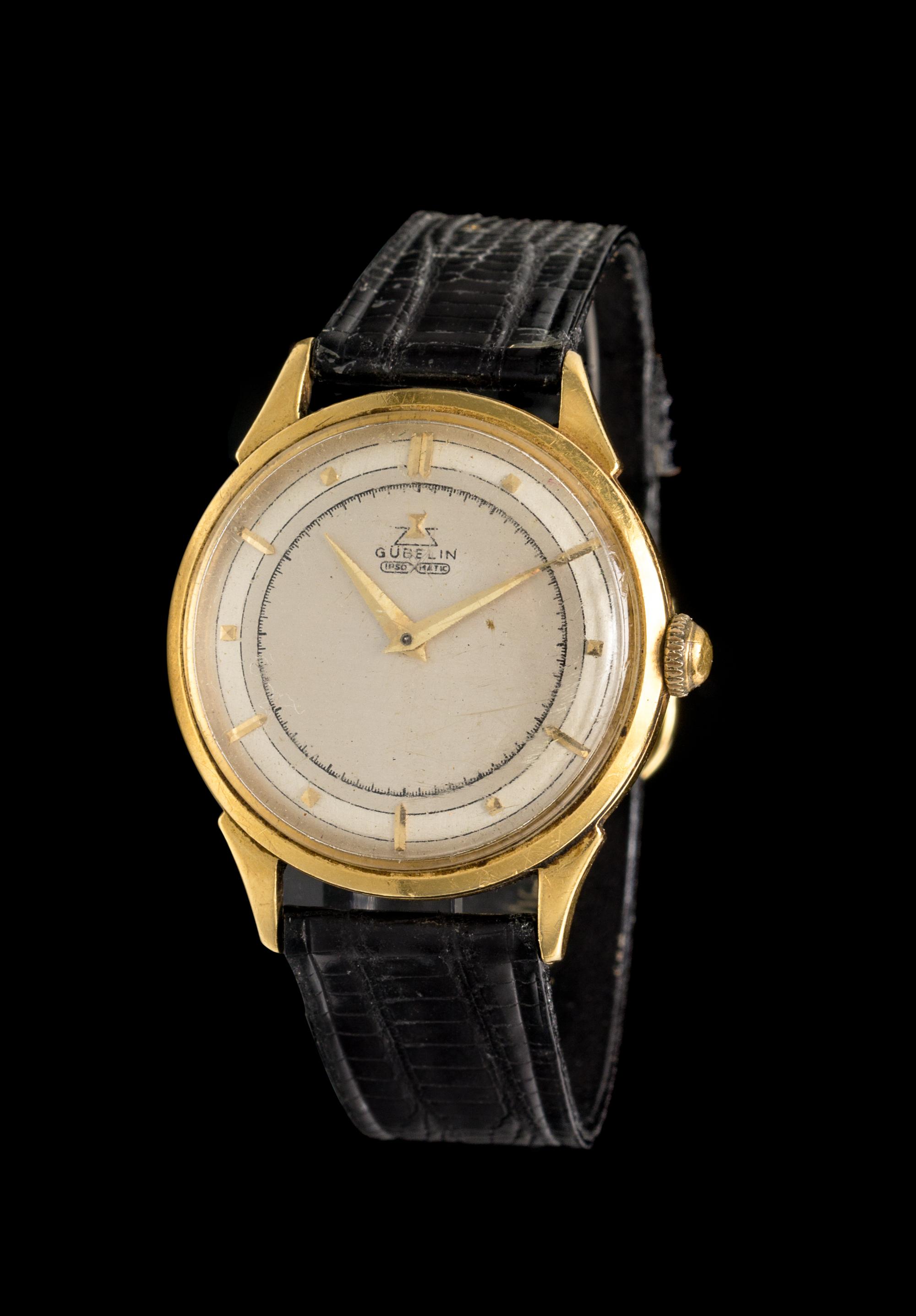 An 18 Karat Yellow Gold Ipsomatic Wristwatch, Gubelin, Circa 1950's,
