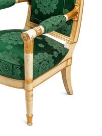 A Pair of Directoire White-Painted and Parcel Gilt Fauteuils