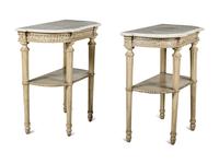 A Pair of Louis XVI Style Grisaille-Painted Console Tables