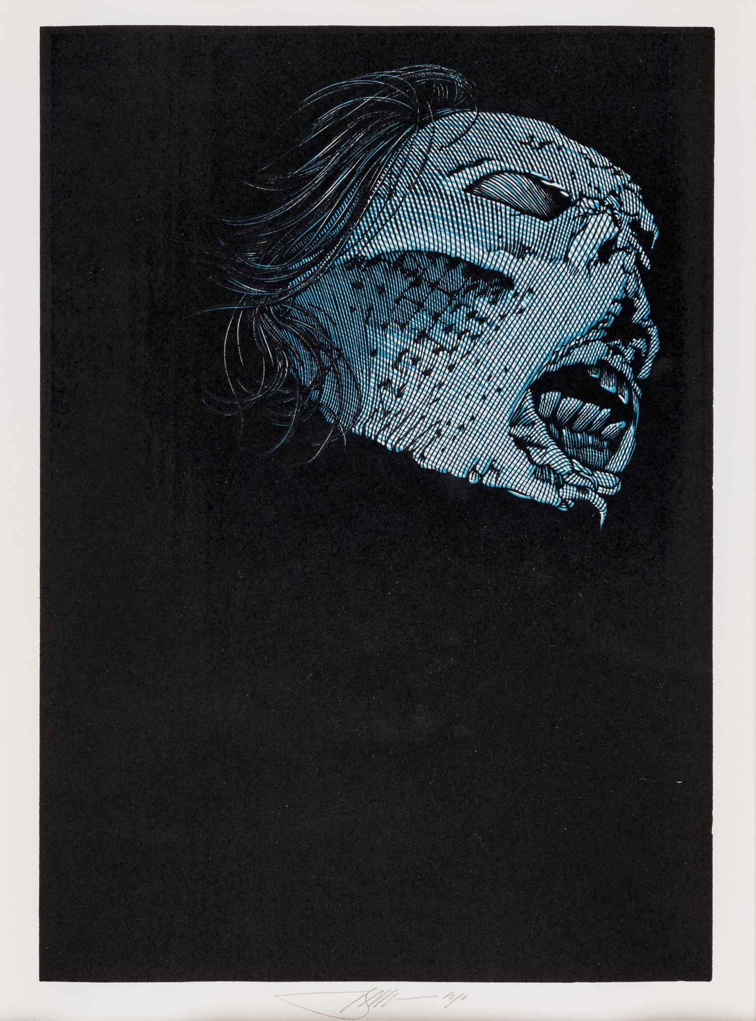 [MOSER, Barry, illustrator]. A group of 3 multiple color block prints from the Pennyroyal Press edition of Frankenstein, [West Hatfield, MA: Pennyroyal Press, 1983].