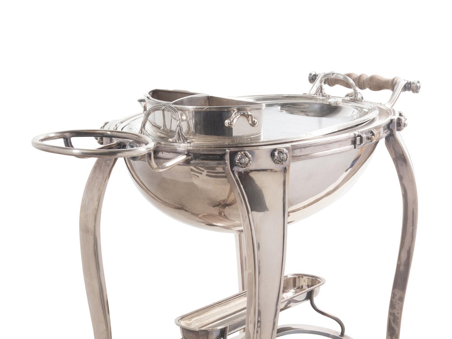 An English Silver-Plate Roast Cart