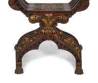 An Italian Painted and Parcel Gilt Savonarola Armchair