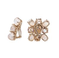 TONY DUQUETTE, OPAL, ROCK CRYSTAL AND MOONSTONE EARCLIPS