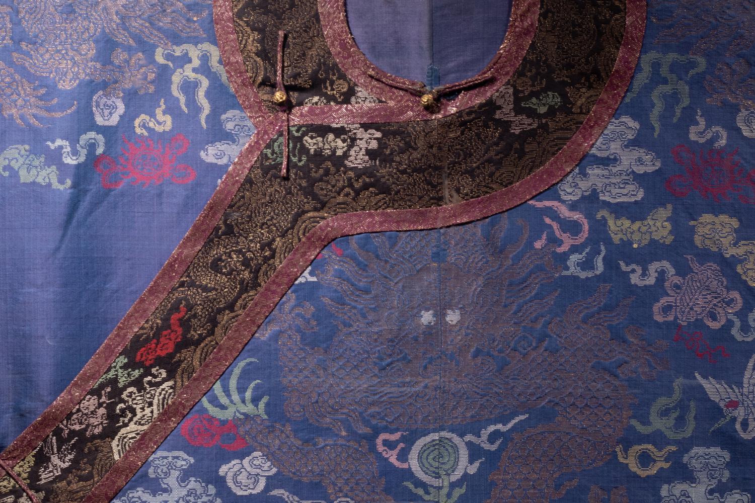 A Blue Ground Silk Gauze Summer 'Dragon' Robe, Jifu
