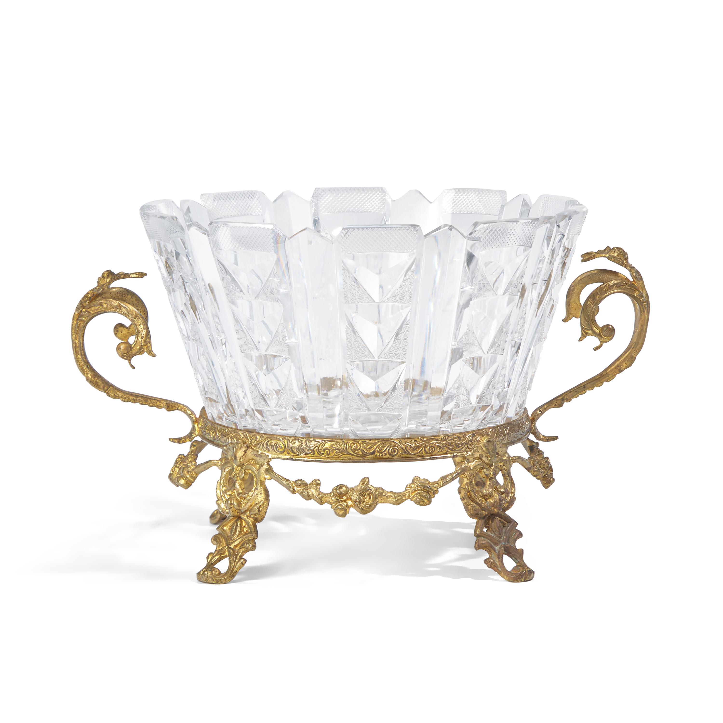 A Rococo Revival Pressed Glass and Gilt-Metal Center Bowl