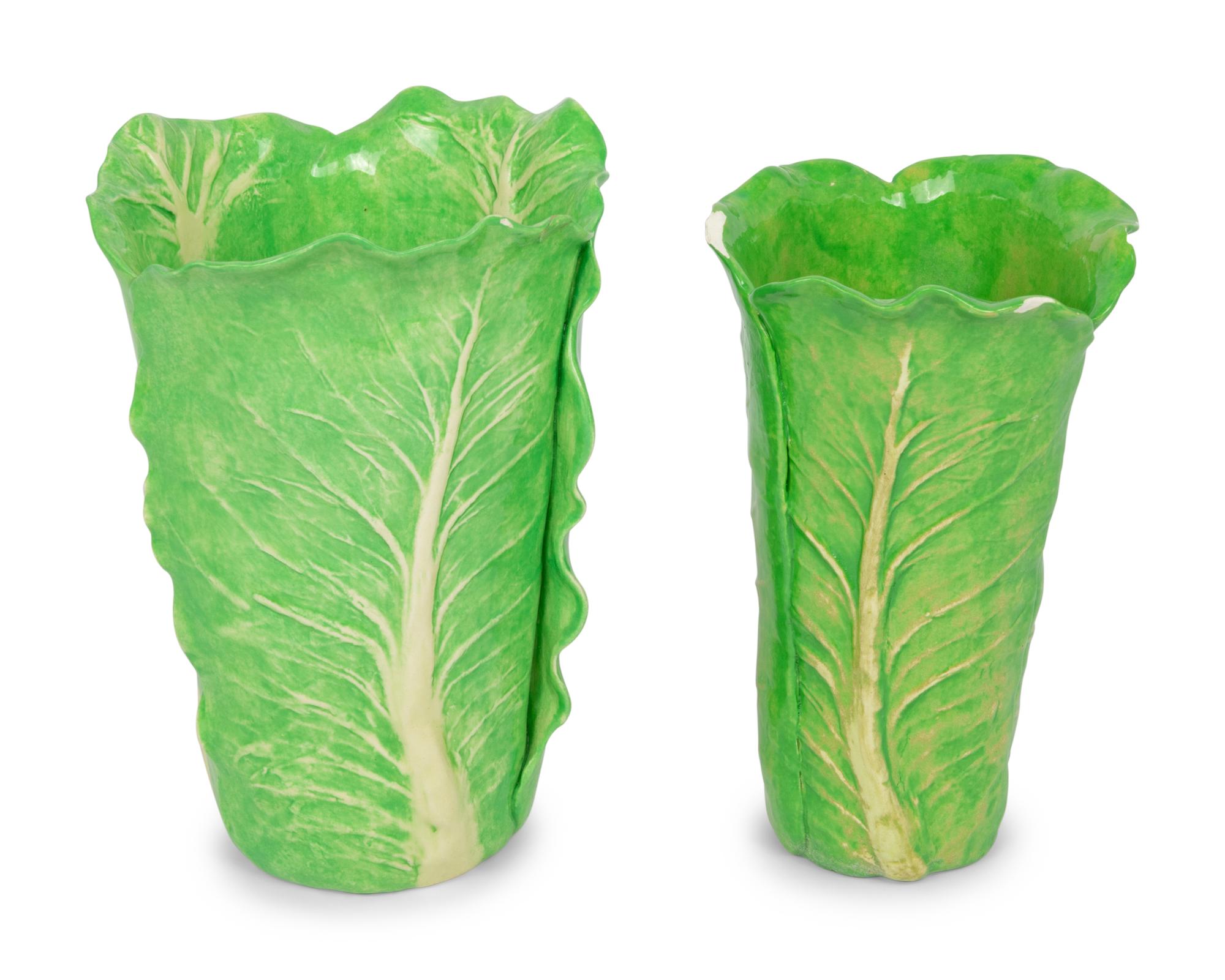 Two Dodie Thayer Lettuce Ware Vases
