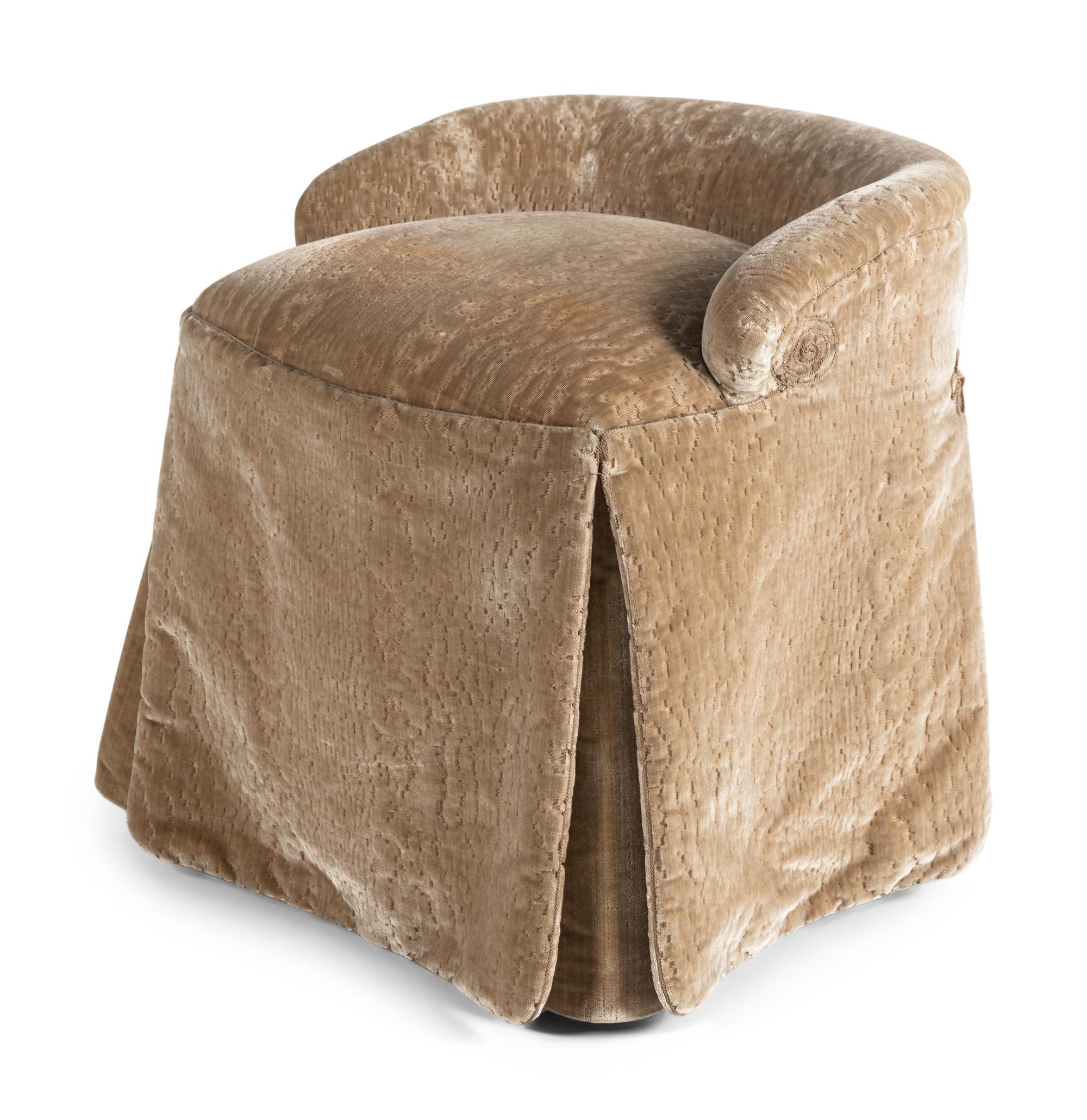 A Brusic Rose Velvet Upholstered Dressing Table Chair