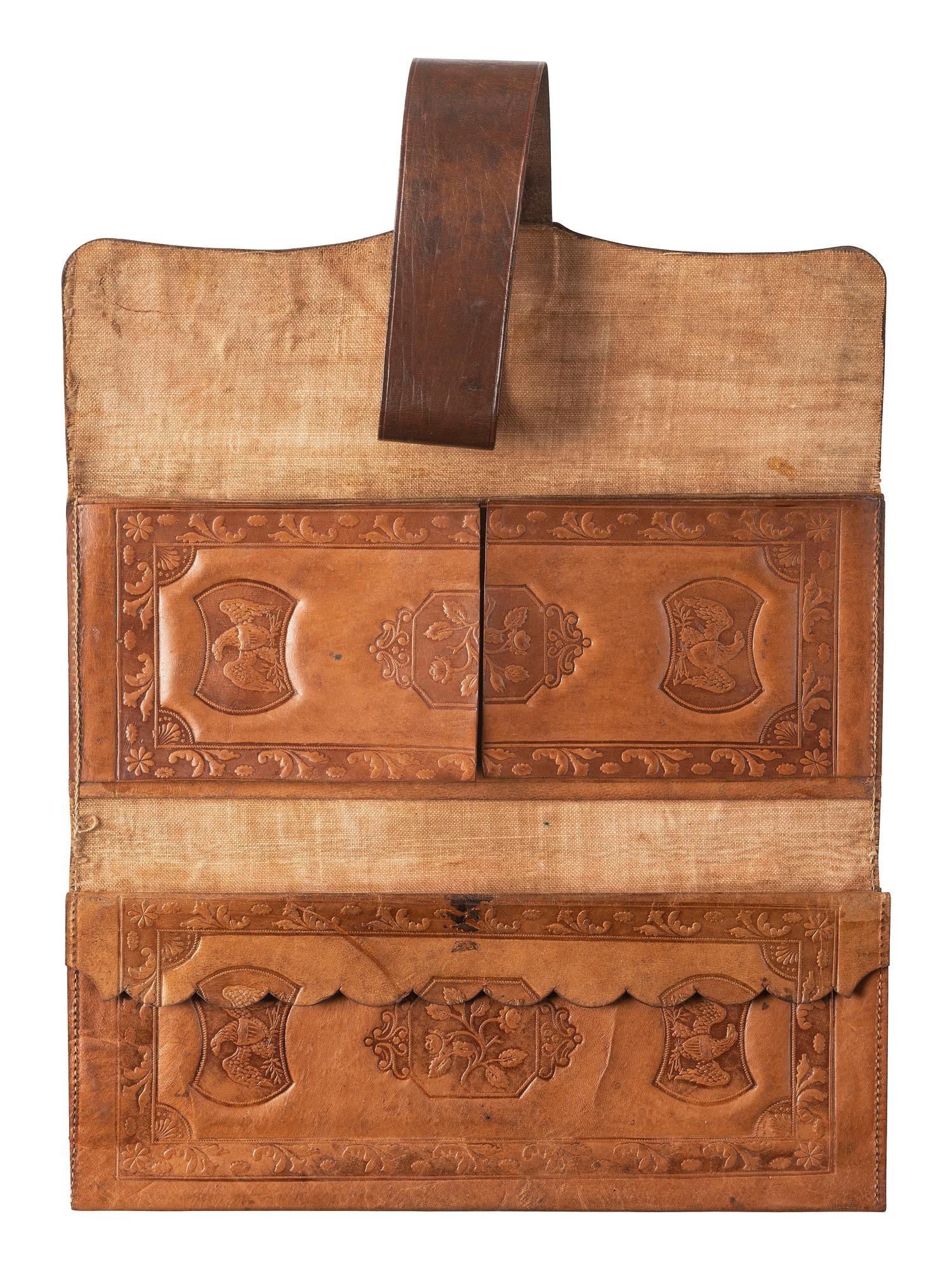 [CIVIL WAR]. Soldier's leather wallet with patriotic motifs. Ca 1860s.