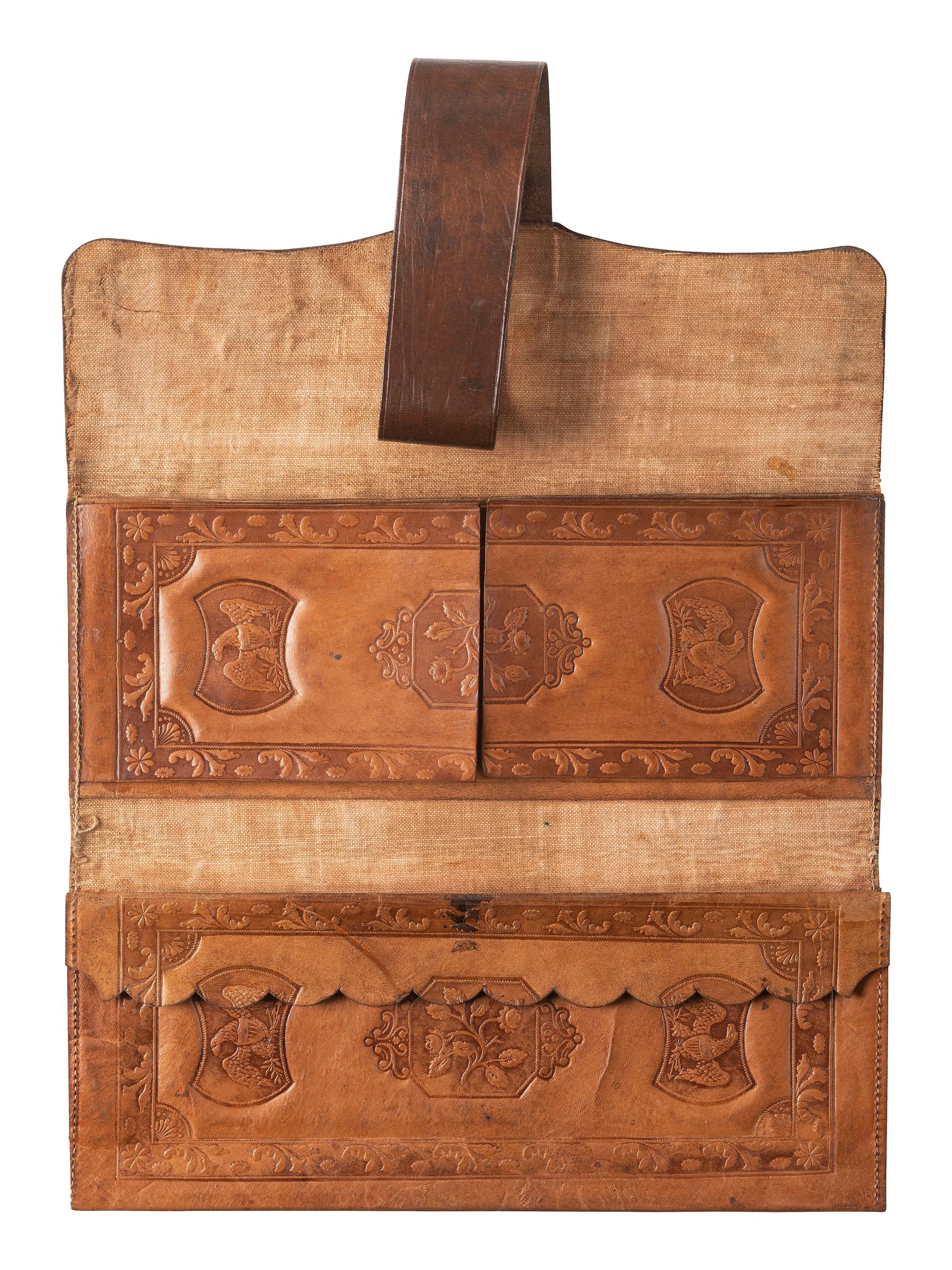 [CIVIL WAR]. Soldier's leather wallet with patriotic motifs. Ca 1860s.