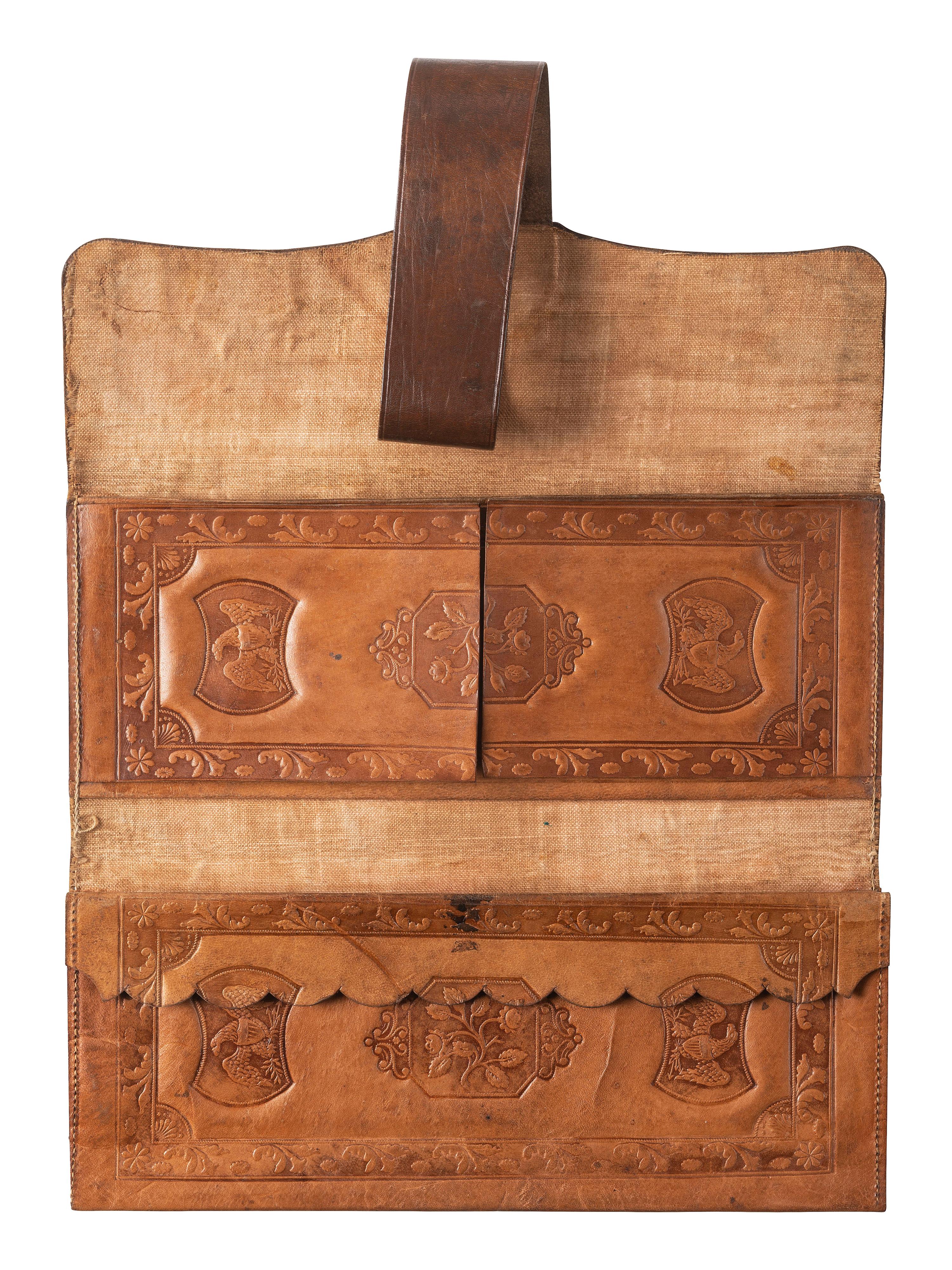 [CIVIL WAR]. Soldier's leather wallet with patriotic motifs. Ca 1860s.