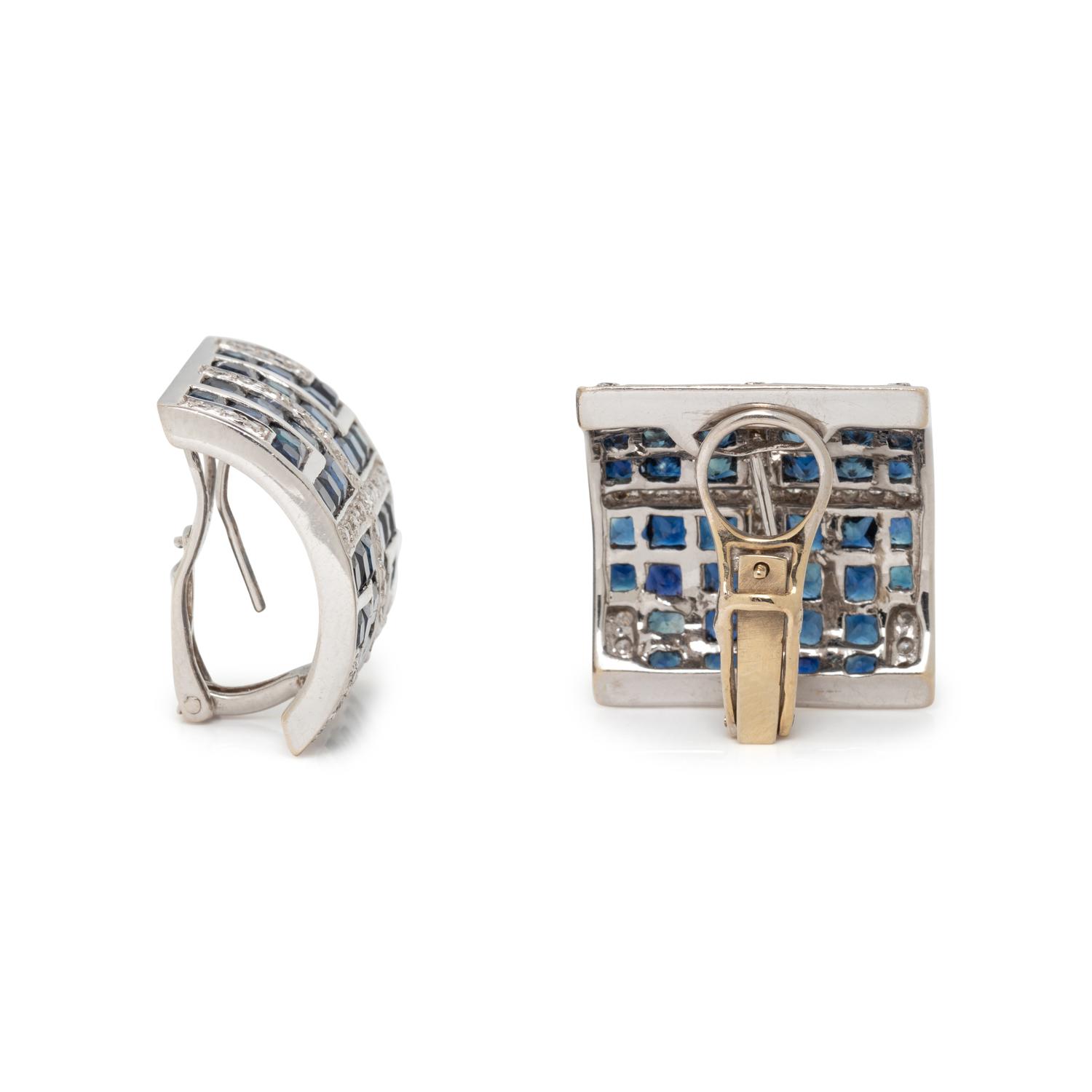 SAPPHIRE AND DIAMOND EARCLIPS