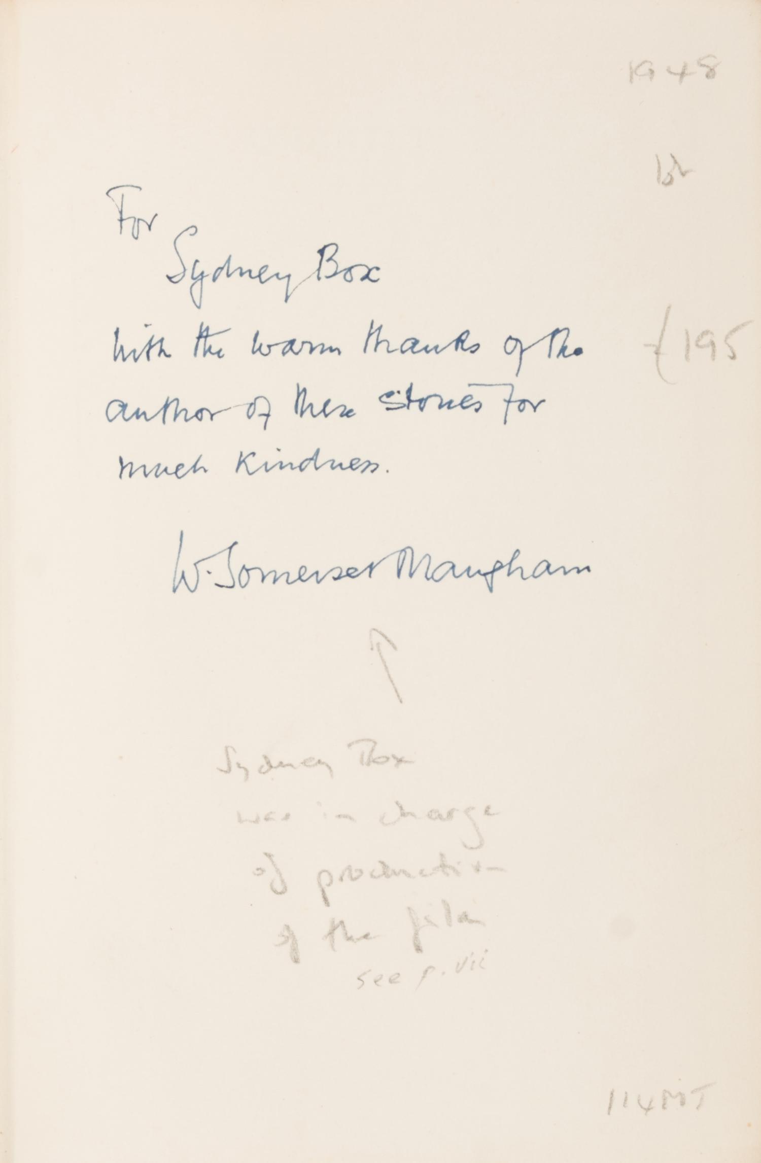 [Literature] Maugham, W. Somerset. Pair of Inscribed Titles