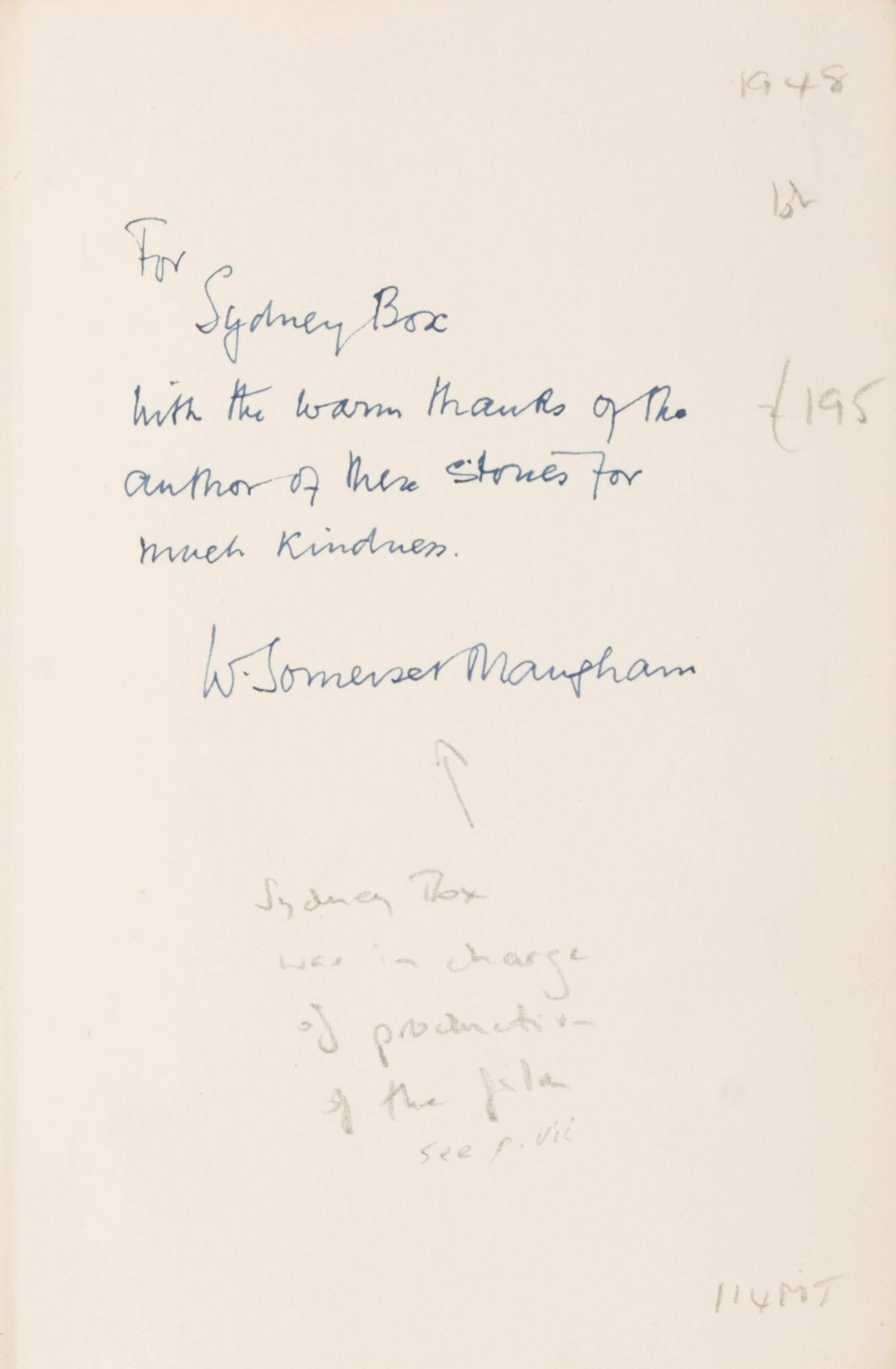 [Literature] Maugham, W. Somerset. Pair of Inscribed Titles