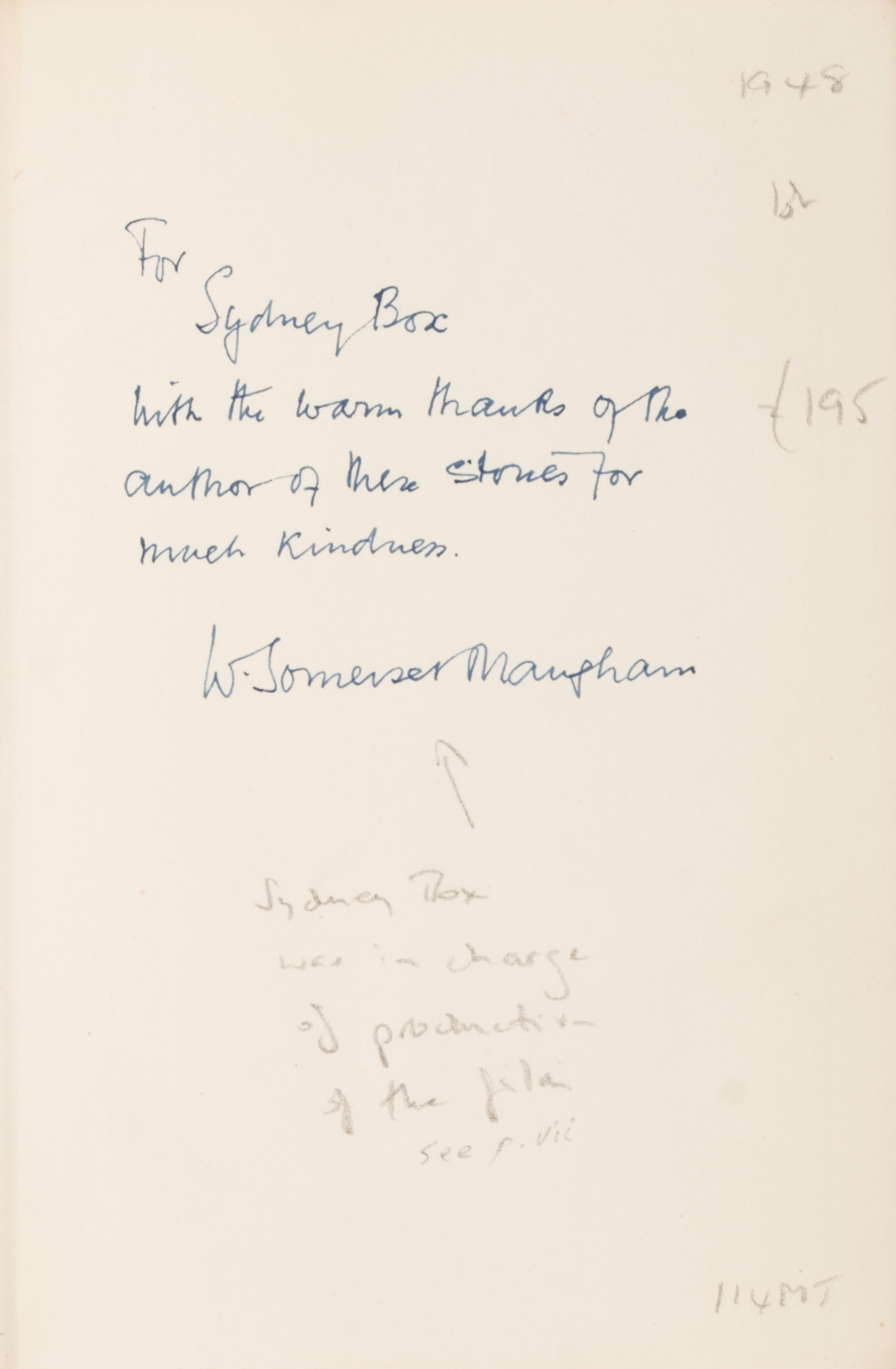 [Literature] Maugham, W. Somerset. Pair of Inscribed Titles