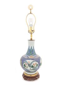 A Chinese 'Famille Verte' Porcelain Vase Mounted as a Lamp