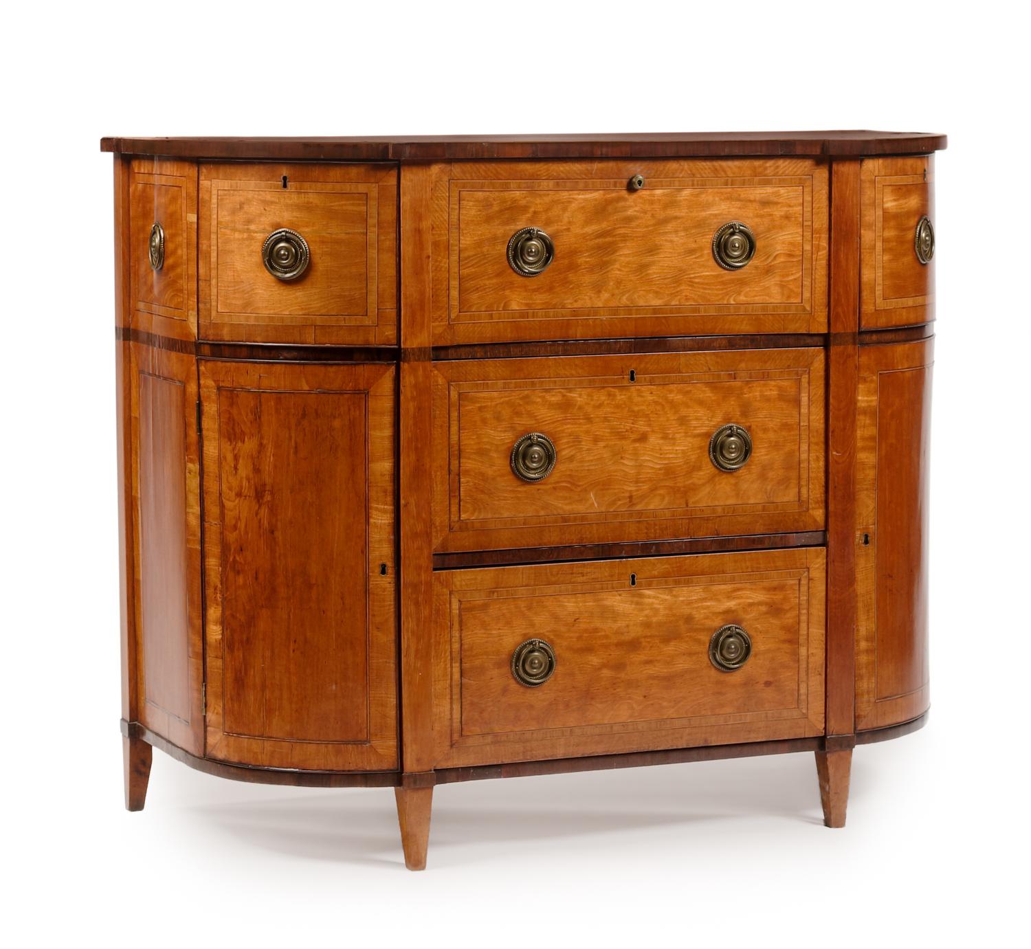 A George III Satinwood Secretary Cabinet Height 39 x width 48 x depth 23 inches. — LATE 18TH CENTURY
