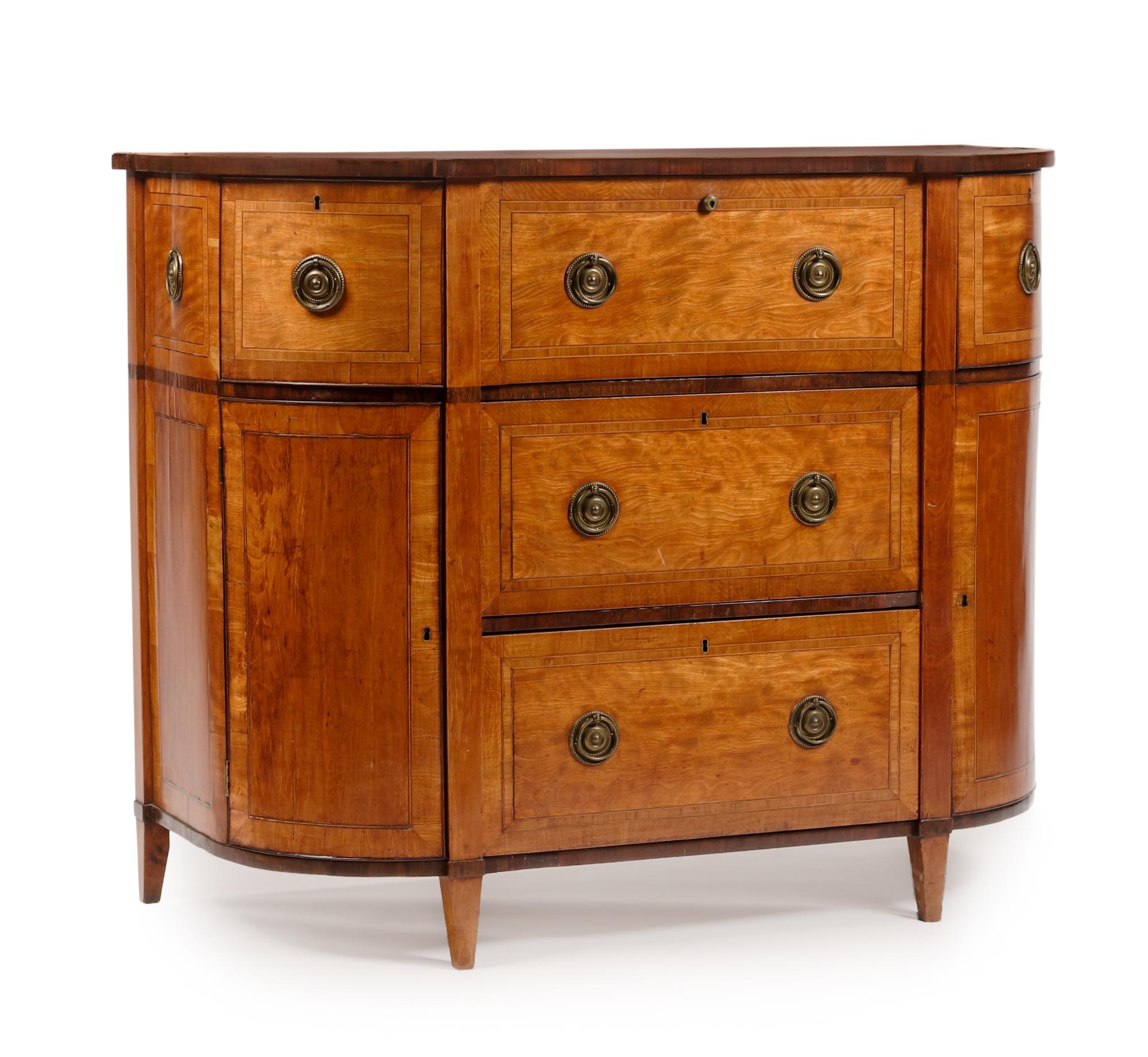 A George III Satinwood Secretary Cabinet Height 39 x width 48 x depth 23 inches. — LATE 18TH CENTURY