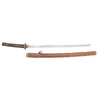 Japanese WWII Gendaito with Shin Gunto Tsuba, Saya, and Lanyard Loop