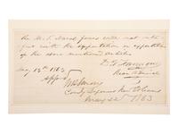 [CIVIL WAR]. FARRAGUT, David Glasgow (1801-1870). Autograph note signed ("D.G. Farragut"), as Rear Admiral. 13 May 1863.