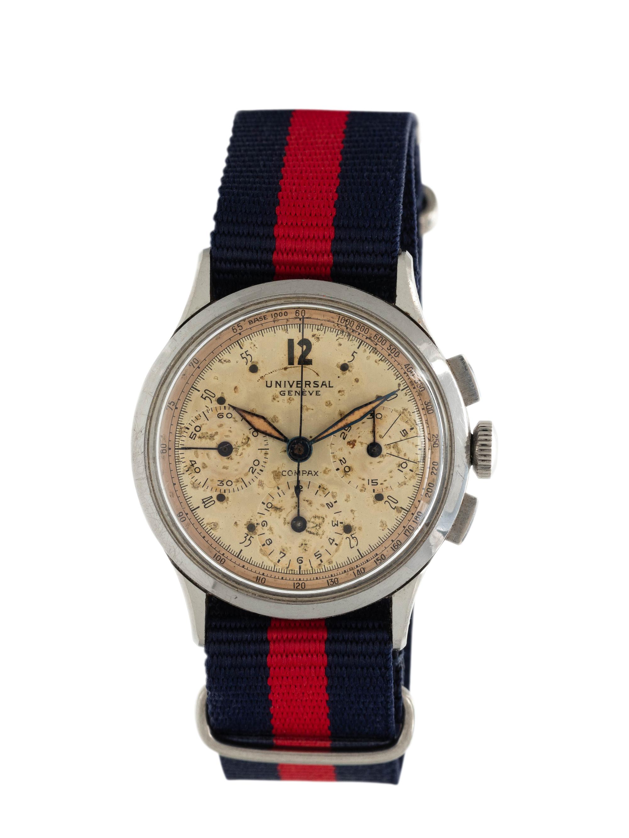 UNIVERSAL GENEVE, VINTAGE, STEEL CHRONOGRAPH WRISTWATCH