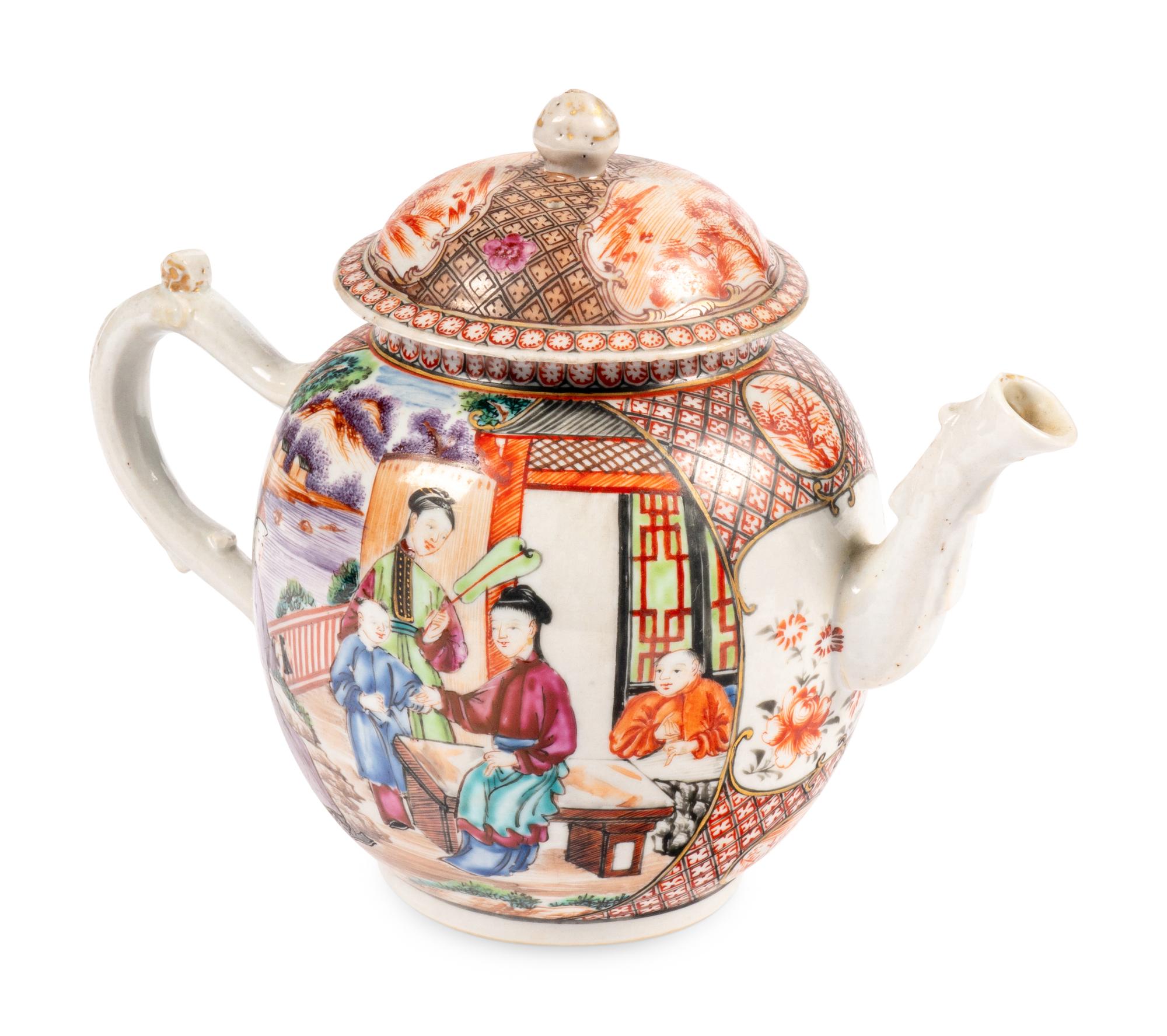 Four Chinese Export Porcelain Teapots and Creamers
