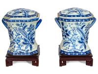 A Pair of Chinese Blue and White Porcelain Bough Pots