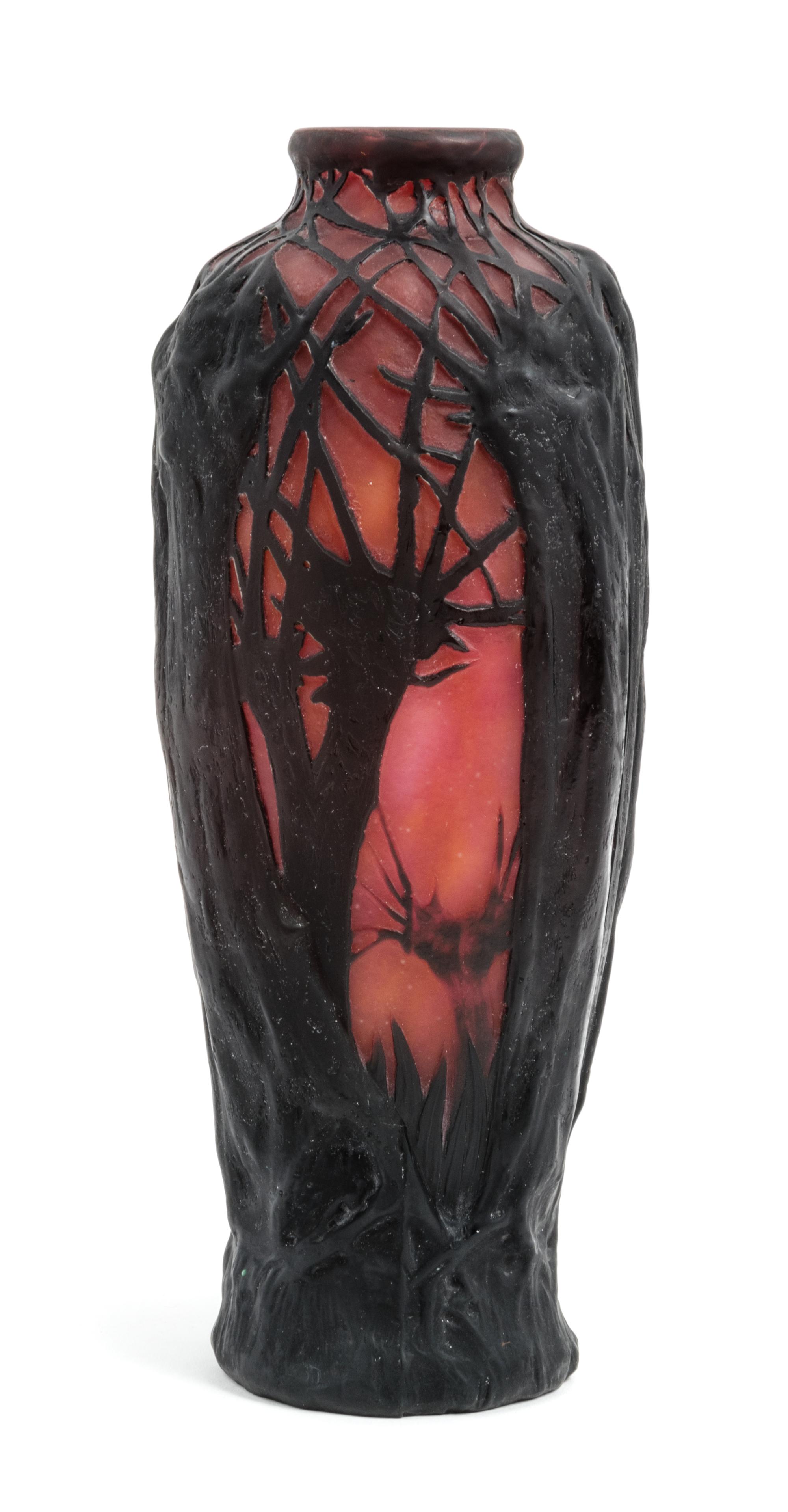 Daum, EARLY 20TH CENTURY, a mold blown cameo glass vase, with forest decoration