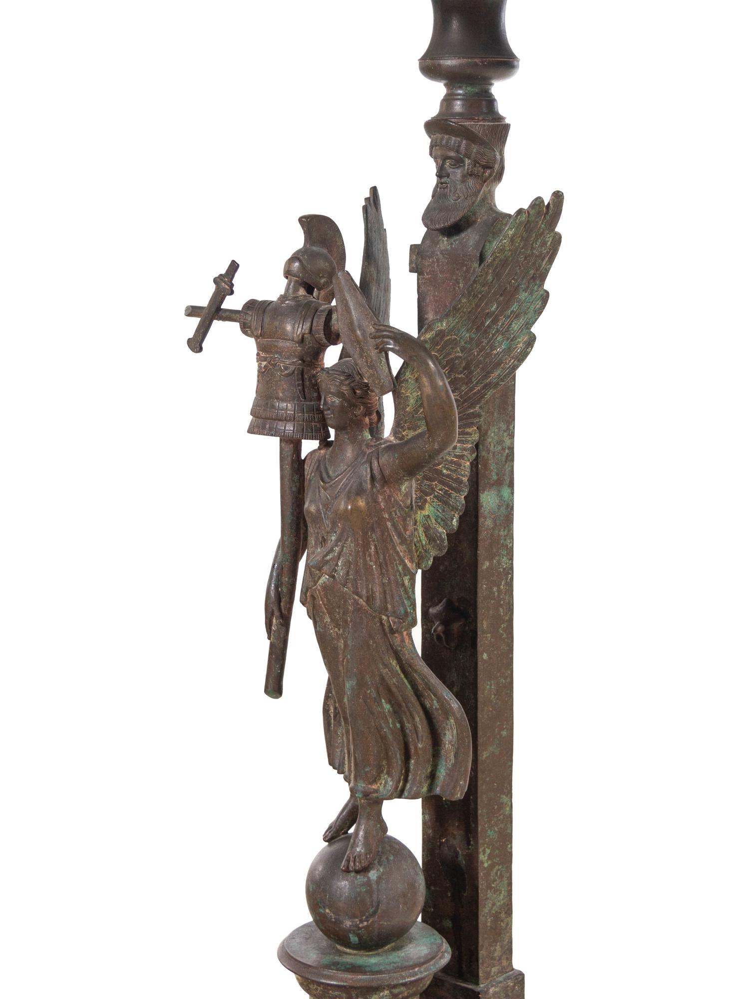 An Etruscan Style Bronze and Marble-Top Pedestal Table in the Manner of Chiurazzi