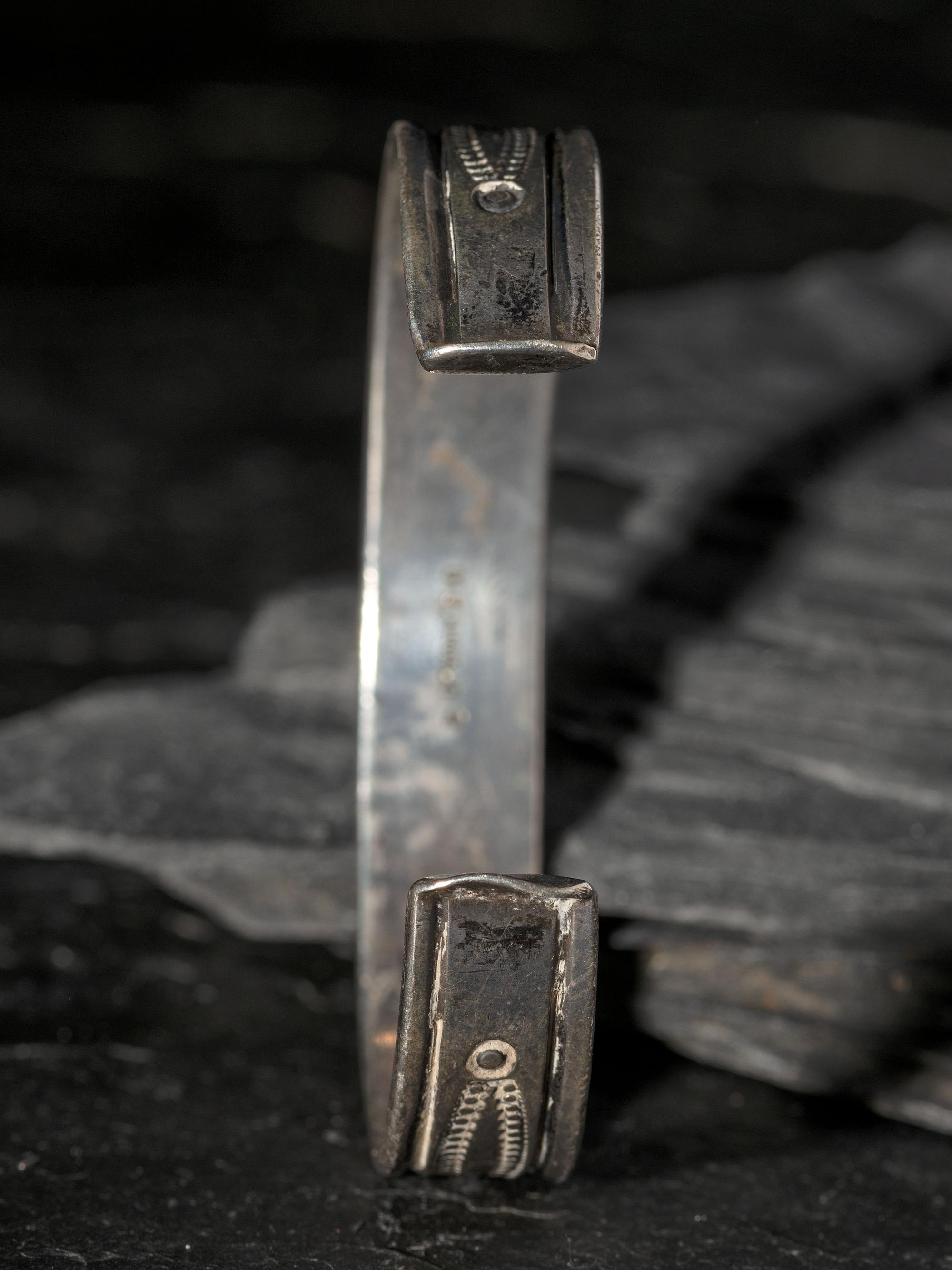 Slender Navajo Stamped Silver Cuff Bracelet