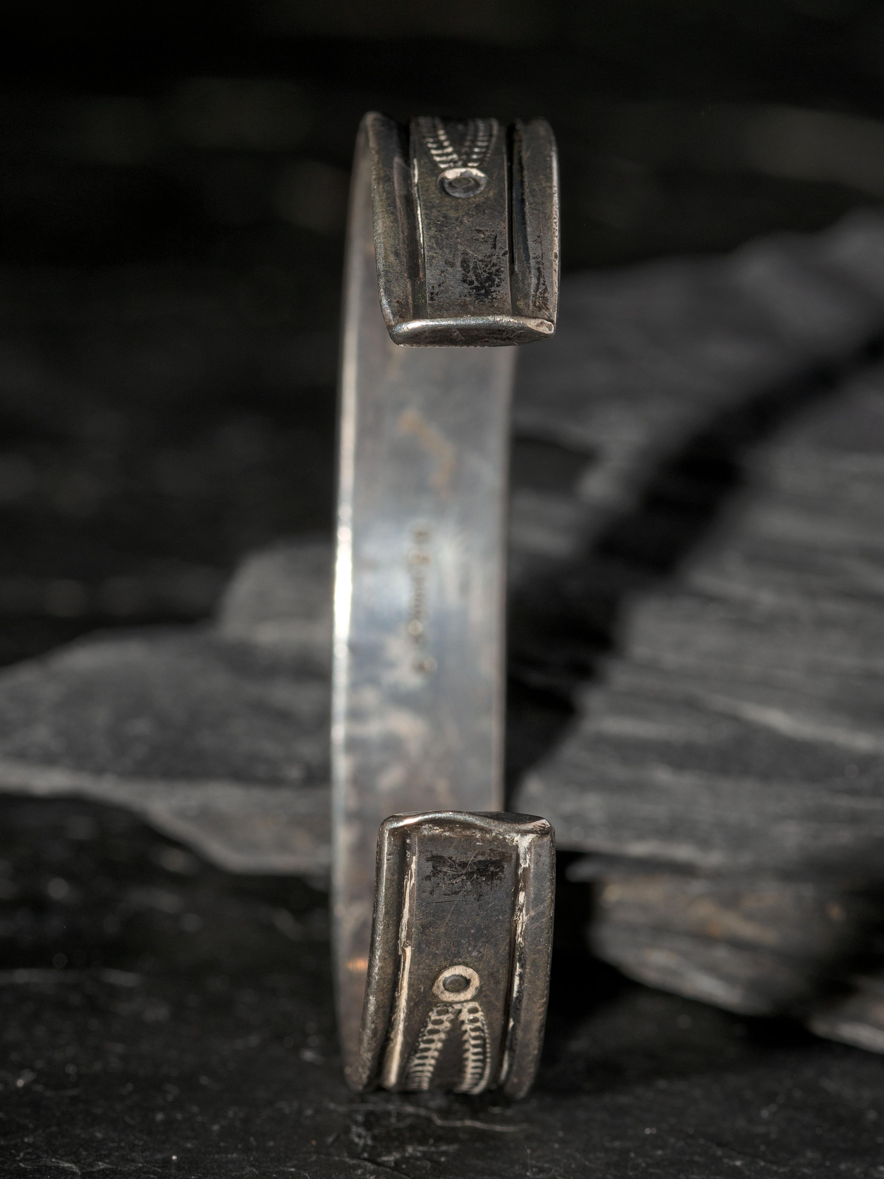 Slender Navajo Stamped Silver Cuff Bracelet
